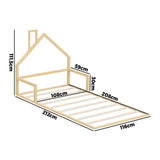 Reggio Luxe Premium Kids Chimney Floor Bed | King Single Size Childrens Wooden Low Profile Floor Bed