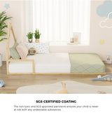 Reggio Luxe Premium Kids Chimney Floor Bed | King Single Size Childrens Wooden Low Profile Floor Bed