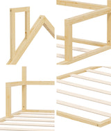 Reggio Luxe Premium Kids Chimney Floor Bed | King Single Size Childrens Wooden Low Profile Floor Bed