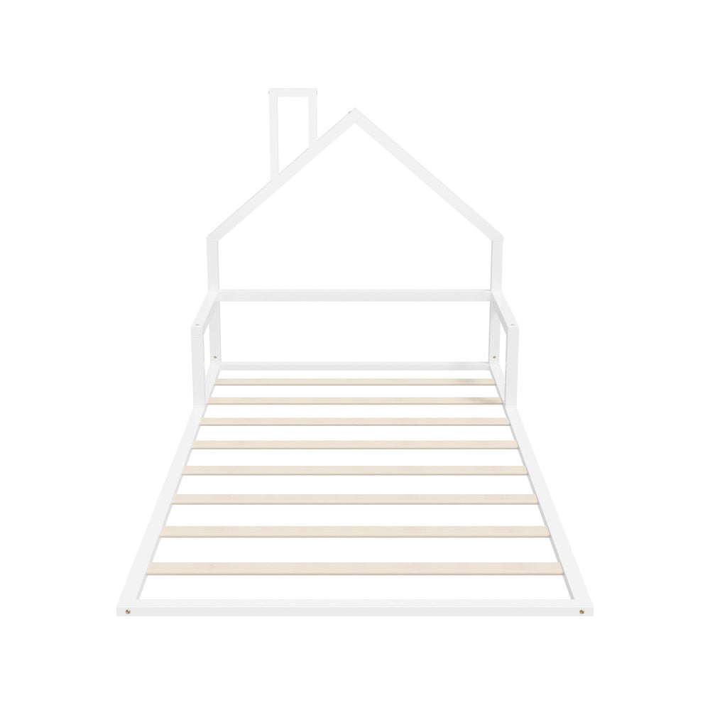 Reggio Luxe Premium Kids Chimney Floor Bed | King Single Size Childrens Wooden Low Profile Floor Bed