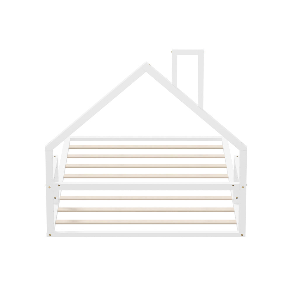 Reggio Luxe Premium Kids Chimney Floor Bed | King Single Size Childrens Wooden Low Profile Floor Bed