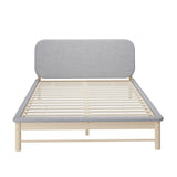 Norsa Soft Padded Fabric Platform Bed  | Modern Linear Strong Wooden Bed Frame