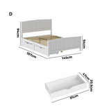 Mila Hampton White Wooden Bed Frame with Dual Trundle Drawers  | Solid Modern Timber Bed High Quality Frame and Draws