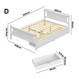 Mila Cottage White Wooden Bed Frame with Storage Draws | Solid Modern Timber Frame with Space Storage Draws