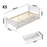 Mila Cottage White Wooden Bed Frame with Storage Draws | Solid Modern Timber Frame with Space Storage Draws