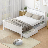 Mila Cottage White Wooden Bed Frame with Storage Draws | Solid Modern Timber Frame with Space Storage Draws