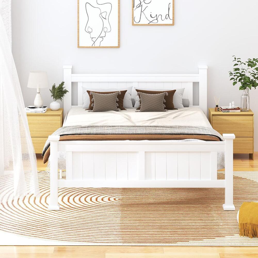 Mila Cottage White Wooden Bed Frame with Storage Draws | Solid Modern Timber Frame with Space Storage Draws