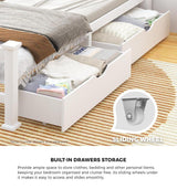 Mila Cottage White Wooden Bed Frame with Storage Draws | Solid Modern Timber Frame with Space Storage Draws