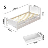 Mila Cottage White Wooden Bed Frame with Storage Draws | Solid Modern Timber Frame with Space Storage Draws