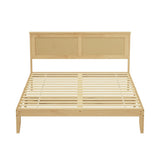 Centrum Modern Wooden Bed Frame with Rattan Headboard | Scandi Wood Storage Rattan Bed