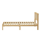 Centrum Modern Wooden Bed Frame with Rattan Headboard | Scandi Wood Storage Rattan Bed