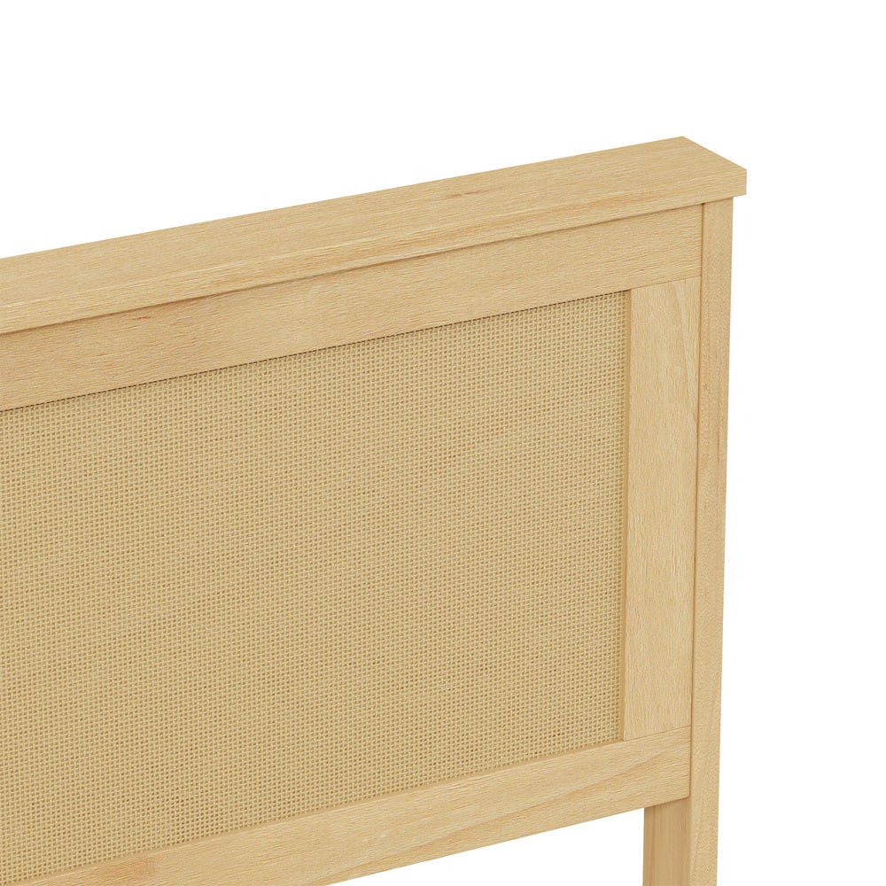 Centrum Modern Wooden Bed Frame with Rattan Headboard | Scandi Wood Storage Rattan Bed