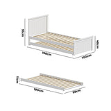 Reggio Mila Wooden Kids Trundle Bed | Kids Two in One Daybed Single Size and Single Rollout Trundle