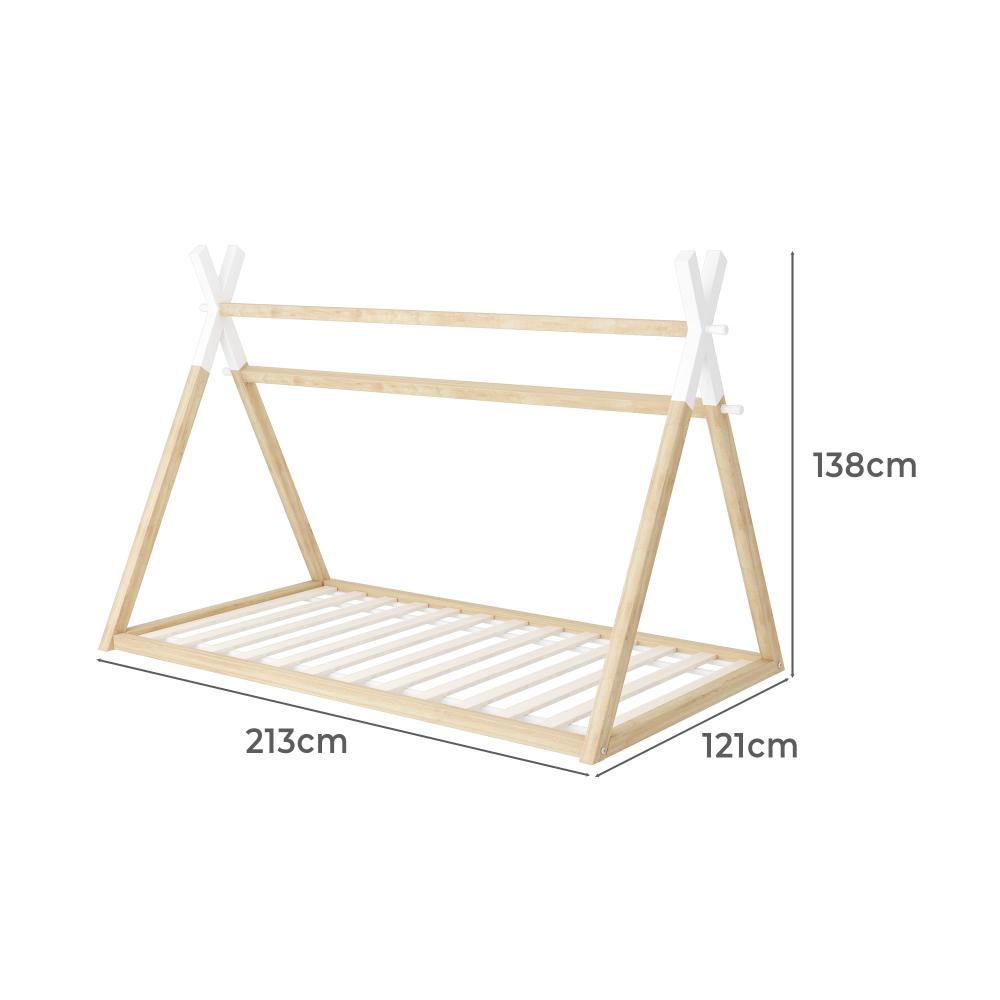 Scandi Wooden Kids House or Teepee Bed in Single Size | Novelty Kids Beds | Wooden Childrens Beds