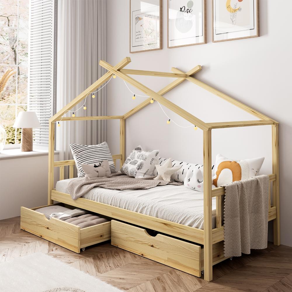 Scandi Luxe Premium Kids Timber House Bed with Drawers | Funzee Kids House Style Storage Bed Frame