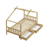 Scandi Luxe Premium Kids Timber House Bed with Drawers | Funzee Kids House Style Storage Bed Frame