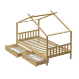 Scandi Luxe Premium Kids Timber House Bed with Drawers | Funzee Kids House Style Storage Bed Frame