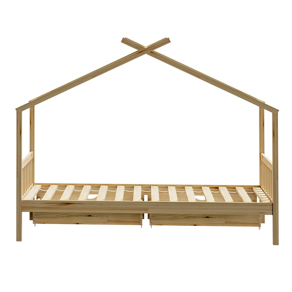 Scandi Luxe Premium Kids Timber House Bed with Drawers | Funzee Kids House Style Storage Bed Frame