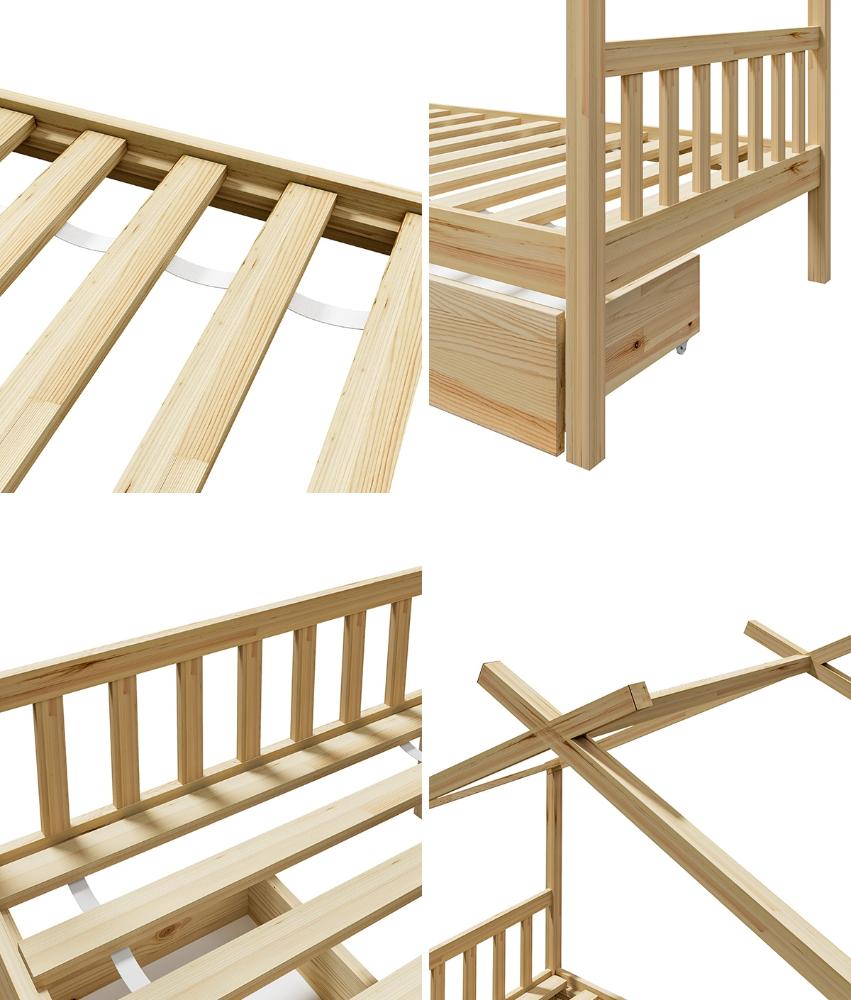 Scandi Luxe Premium Kids Timber House Bed with Drawers | Funzee Kids House Style Storage Bed Frame