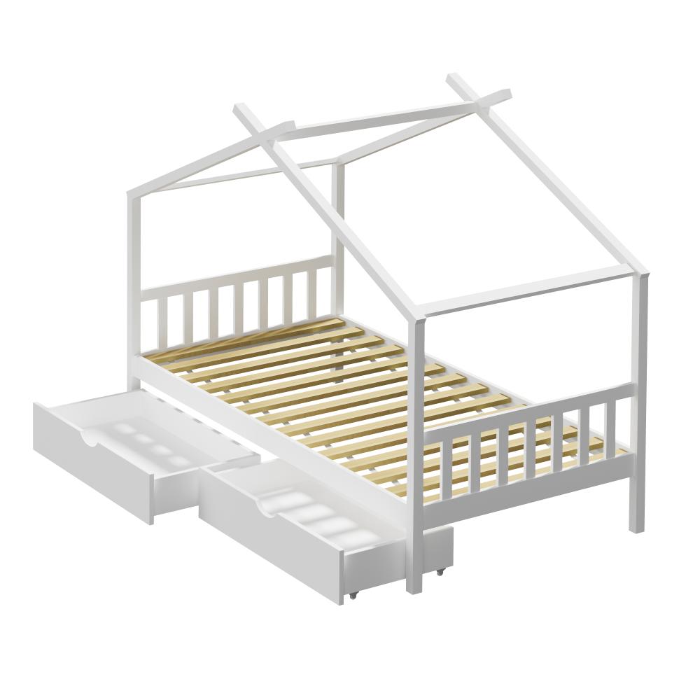 Scandi Luxe Premium Kids Timber House Bed with Drawers | Funzee Kids House Style Storage Bed Frame