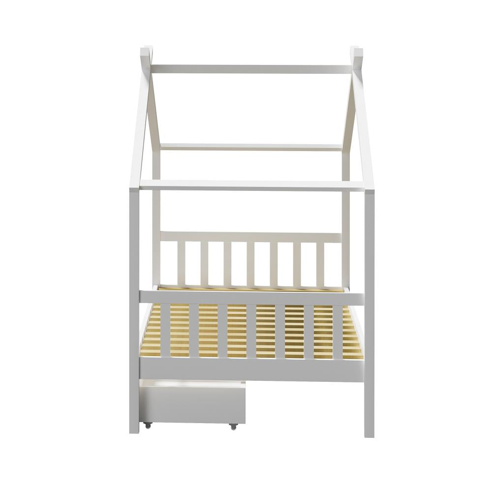 Scandi Luxe Premium Kids Timber House Bed with Drawers | Funzee Kids House Style Storage Bed Frame
