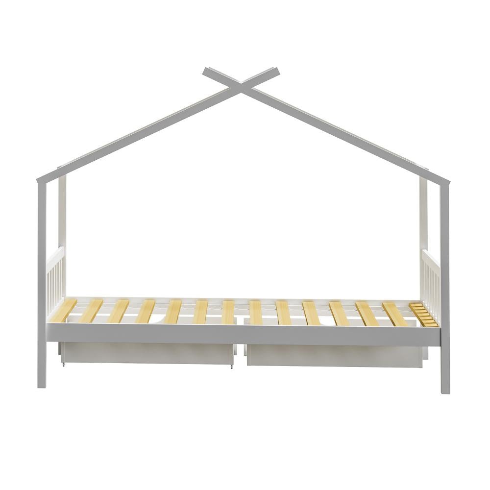 Scandi Luxe Premium Kids Timber House Bed with Drawers | Funzee Kids House Style Storage Bed Frame