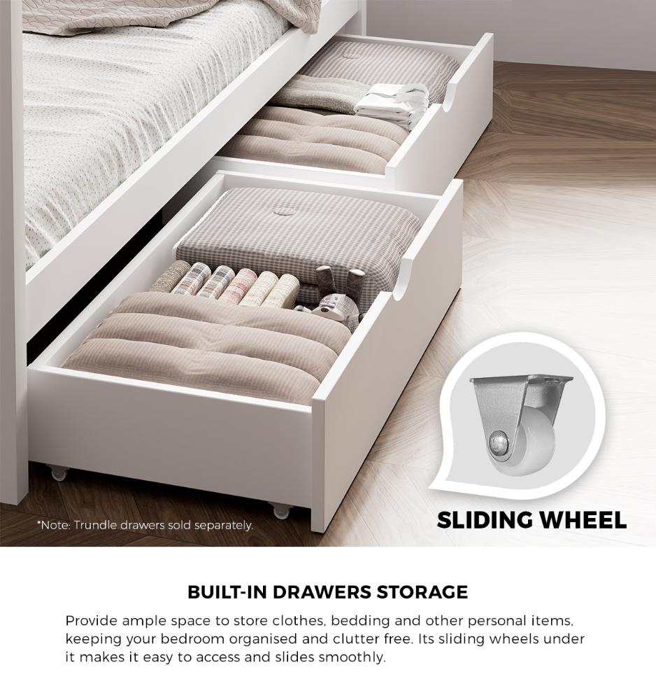 Scandi Luxe Premium Kids Timber House Bed with Drawers | Funzee Kids House Style Storage Bed Frame