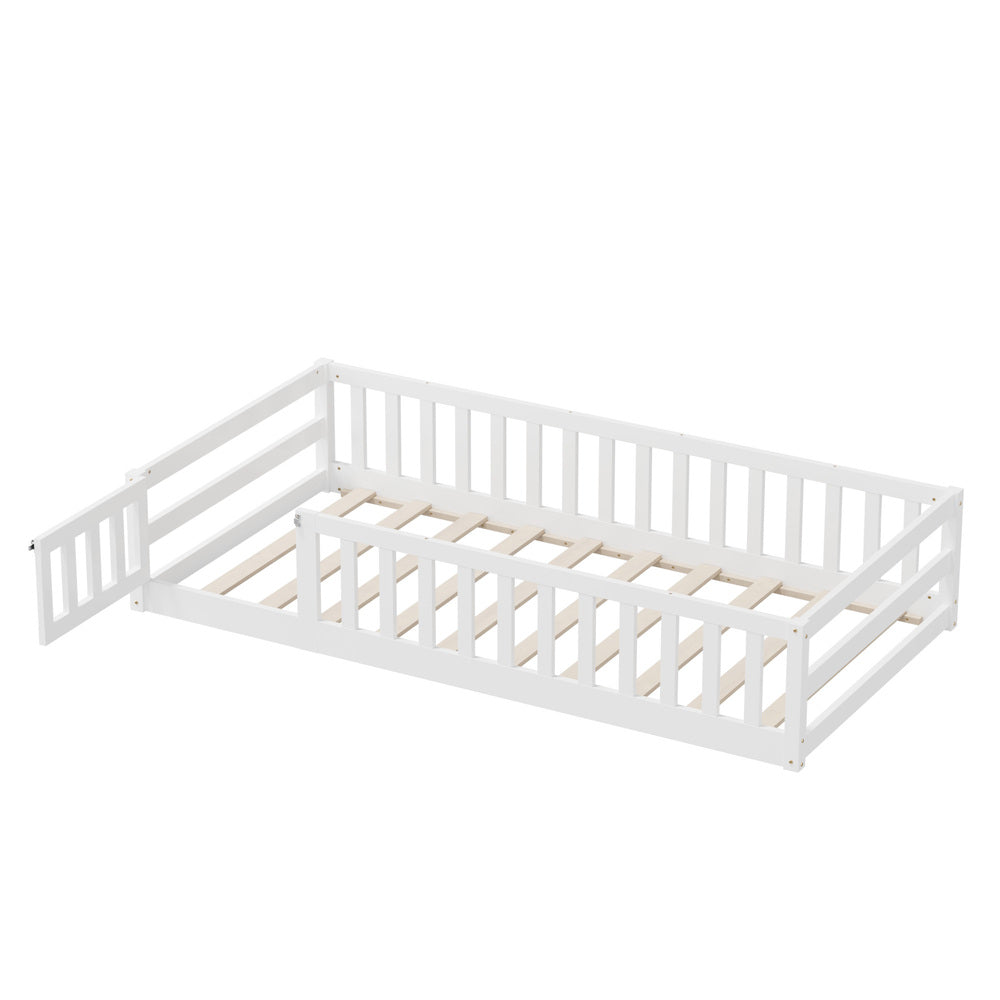 Reggio Luxe Premium Kids Timber Guard Bed | Single Size Childrens Wooden Gate Guard Bed