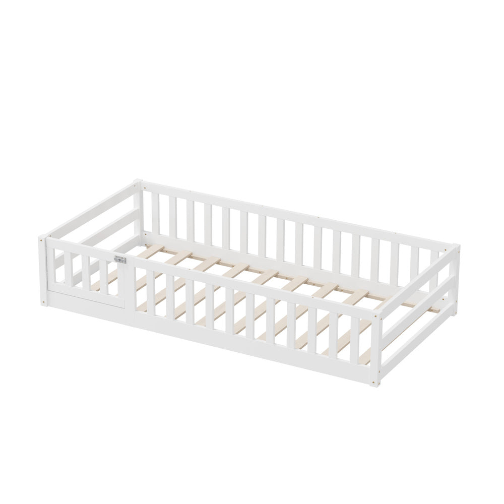Reggio Luxe Premium Kids Timber Guard Bed | Single Size Childrens Wooden Gate Guard Bed