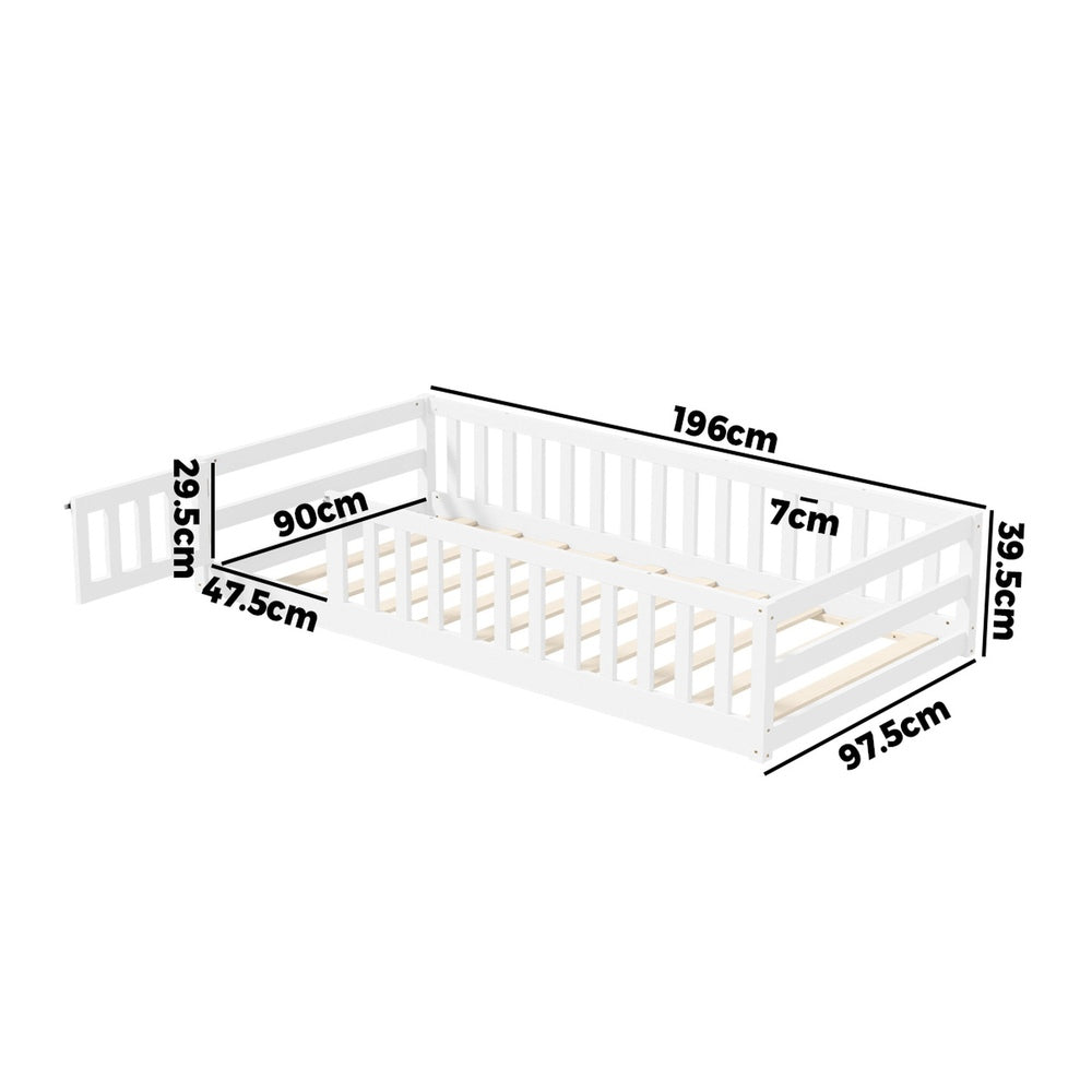 Reggio Luxe Premium Kids Timber Guard Bed | Single Size Childrens Wooden Gate Guard Bed