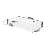 Reggio Luxe Premium Kids Timber Guard Bed | Single Size Childrens Wooden Gate Guard Bed