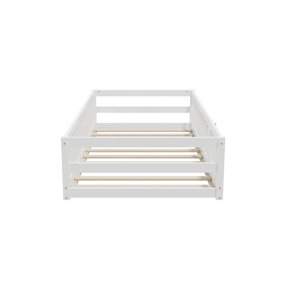 Reggio Luxe Premium Kids Timber Guard Bed | Single Size Childrens Wooden Gate Guard Bed