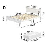Aria Hampton White Wooden Bed Frame With Dual Drawers | Solid Modern Timber Bed High Quality Frame