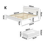 Aria Hampton White Wooden Bed Frame With Dual Drawers | Solid Modern Timber Bed High Quality Frame
