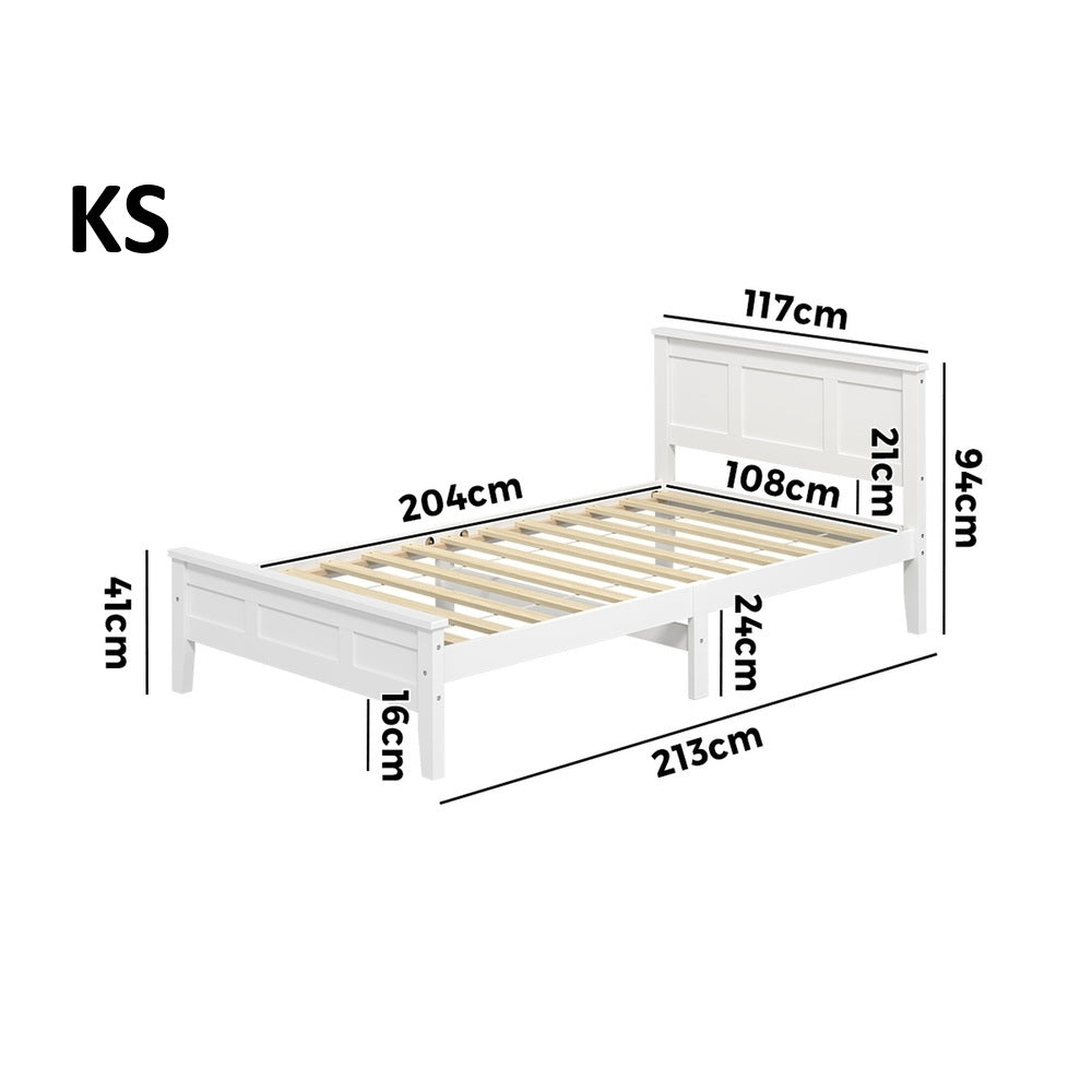 Aria Hampton White Wooden Bed Frame | Solid Modern Timber Bed High Quality Frame