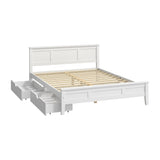 Aria Hampton White Wooden Bed Frame With Dual Drawers | Solid Modern Timber Bed High Quality Frame