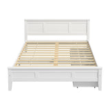 Aria Hampton White Wooden Bed Frame With Dual Drawers | Solid Modern Timber Bed High Quality Frame