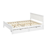 Aria Hampton White Wooden Bed Frame With Dual Drawers | Solid Modern Timber Bed High Quality Frame