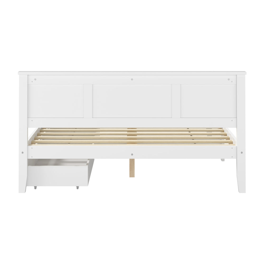 Aria Hampton White Wooden Bed Frame With Dual Drawers | Solid Modern Timber Bed High Quality Frame