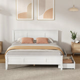 Aria Hampton White Wooden Bed Frame With Dual Drawers | Solid Modern Timber Bed High Quality Frame
