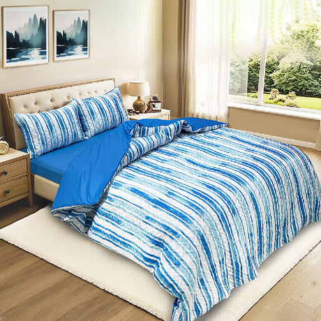 Ramesses Soft Bamboo Cooling Ultrasonic Quilt Cover Set With Fitted Sheet | Printed Design Bamboo Bedding Set