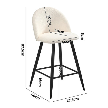 Set of Two Capri Boucle Fabric High Back Barstools | Stylish Modern Boucle Barstools Set