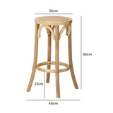 Set of Two Eros Vintage Wooden Rattan Barstools | Stylish Retro Wooden Barstools Set