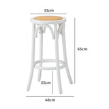 Set of Two Eros Vintage Wooden Rattan Barstools | Stylish Retro Wooden Barstools Set