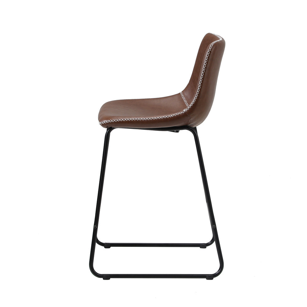 Abruzzi Luxe Countour Barstool Set | Premium PU Leather and Steel Kitchen Barstools