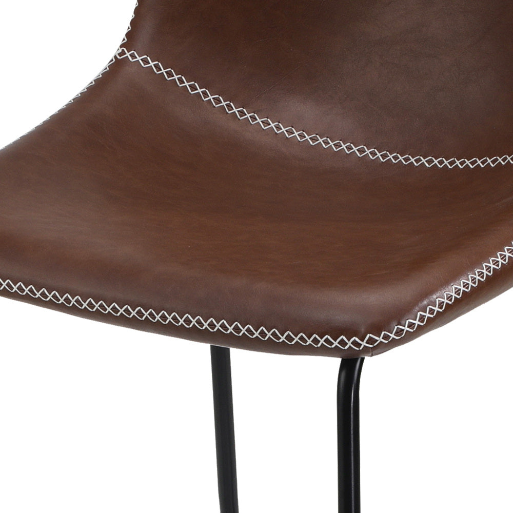 Abruzzi Luxe Countour Barstool Set | Premium PU Leather and Steel Kitchen Barstools