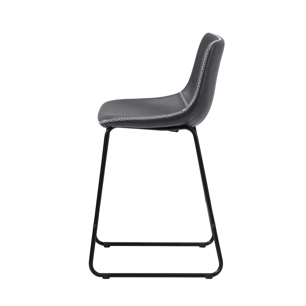 Abruzzi Luxe Countour Barstool Set | Premium PU Leather and Steel Kitchen Barstools