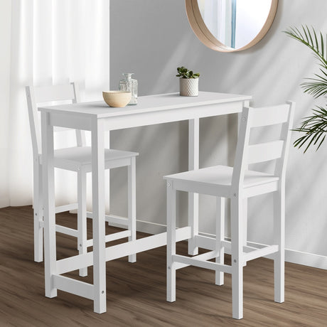 Emprezzo 3pc Kitchen Dining Barstool Set | Slimline 2 Barstools and Breakfast Table Set