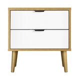 Scandi Two Tone Modern Bedside Table | 2 Drawer White Wood Bedside Cabinet