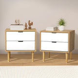 Scandi Two Tone Modern Bedside Table | 2 Drawer White Wood Bedside Cabinet